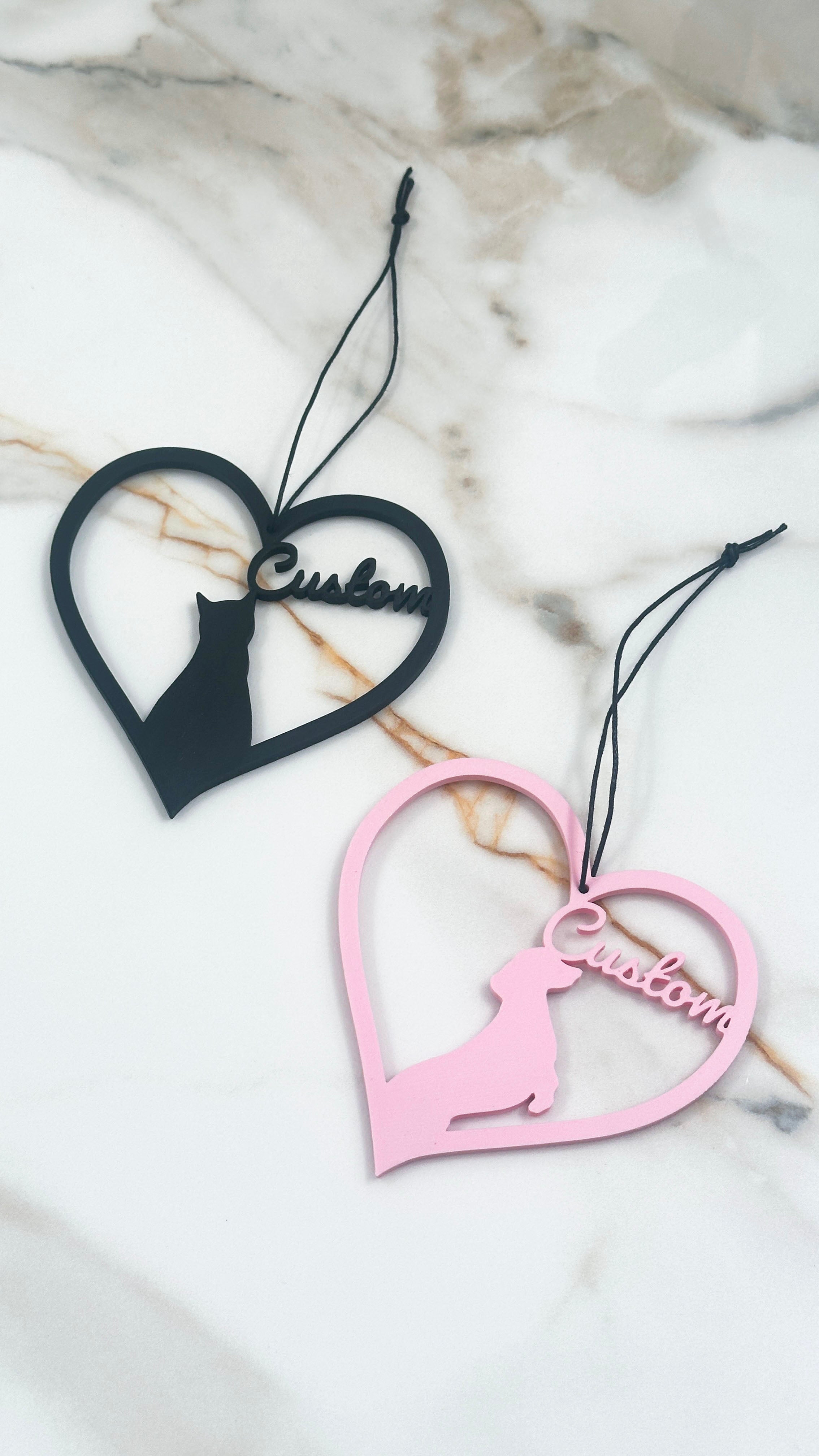 Personalised Pet Name Heart Hanging Sign | Custom Cat or Dog Silhouette Decor | Dachshund German Shepherd Labrador | Pet Memorial Gift