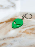 Green Alien Face Keychain | Y2K Retro UFO Keyring | Area 51 Conspiracy Gift | Alien Head Bag Charm | Sci-Fi Novelty Gift