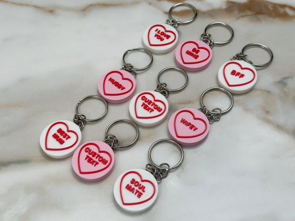 Personalised Love Heart Sweet Keyring | Custom Message Keychain | Valentine Gift for Her | Cute Bag Charm | Best Friend Gift | Wedding Gift
