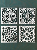 Islamic Geometric Coasters Set of 4 | Marble Effect Decorative | Moroccan Star Pattern | Islamic Home Decor Gift
