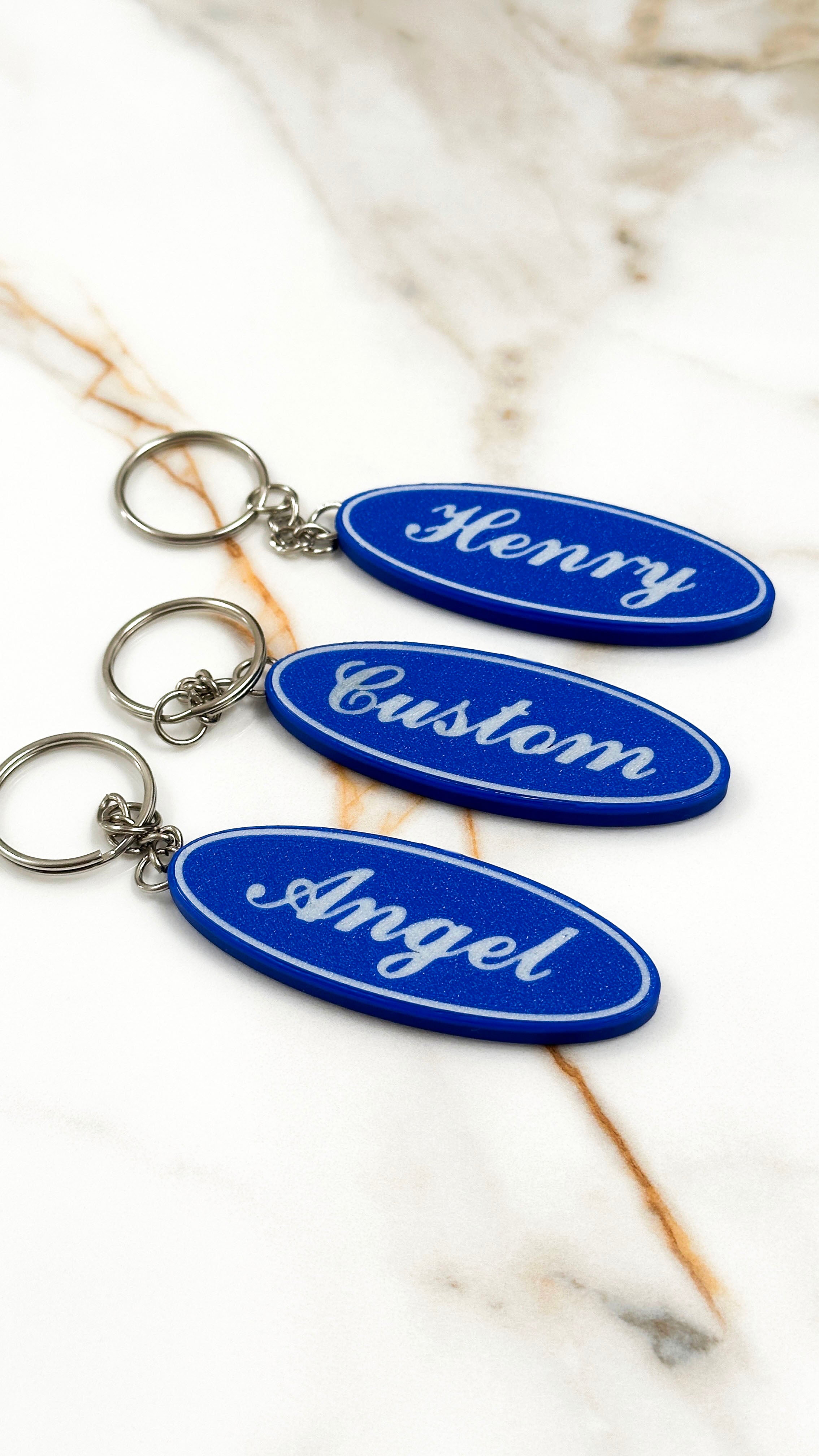 Personalised Name Keychain | Oval Badge Keyring | Custom Text | Car Lover Gift | New Driver Gift | First Car