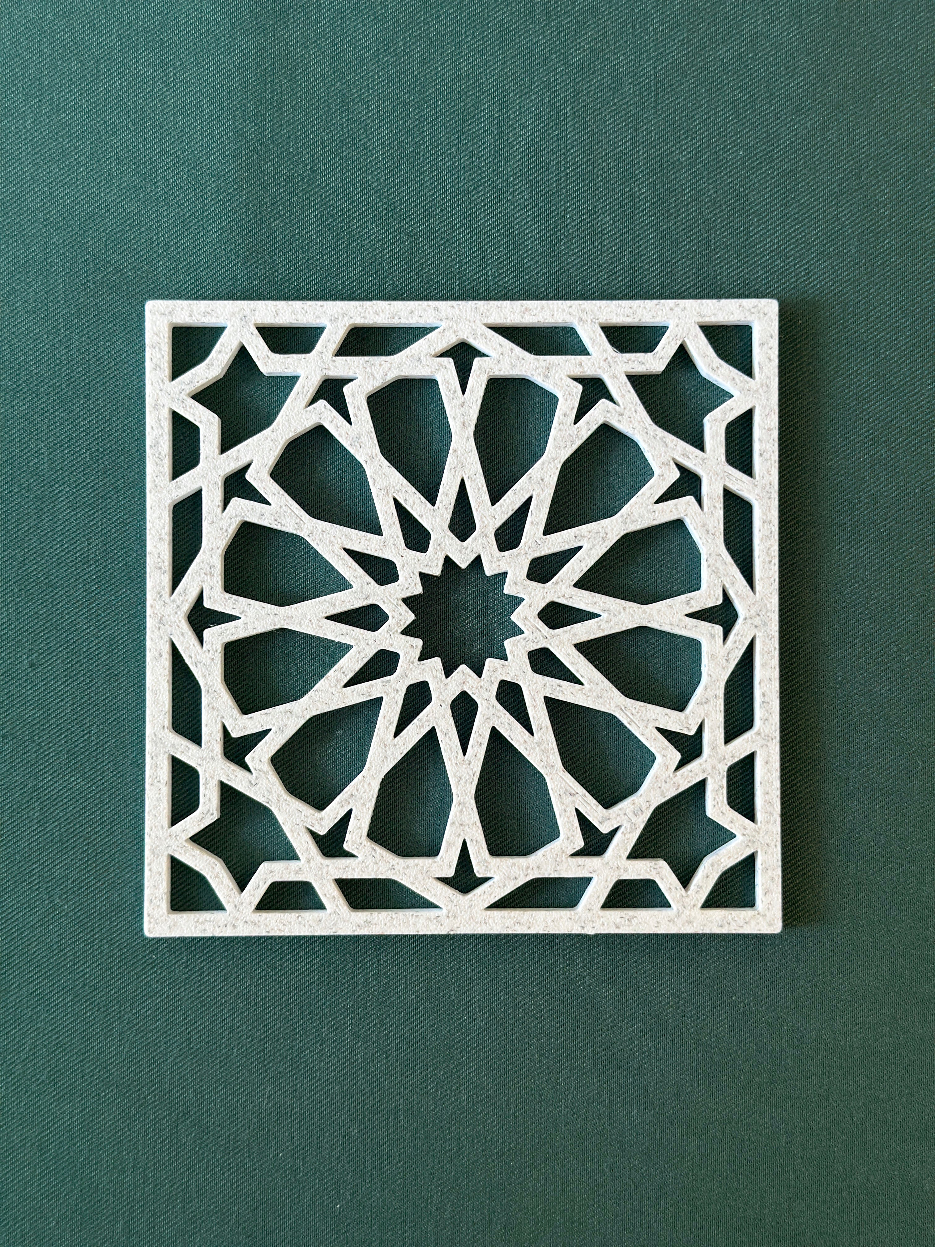 Islamic Geometric Coasters Set of 4 | Marble Effect Decorative | Moroccan Star Pattern | Islamic Home Decor Gift