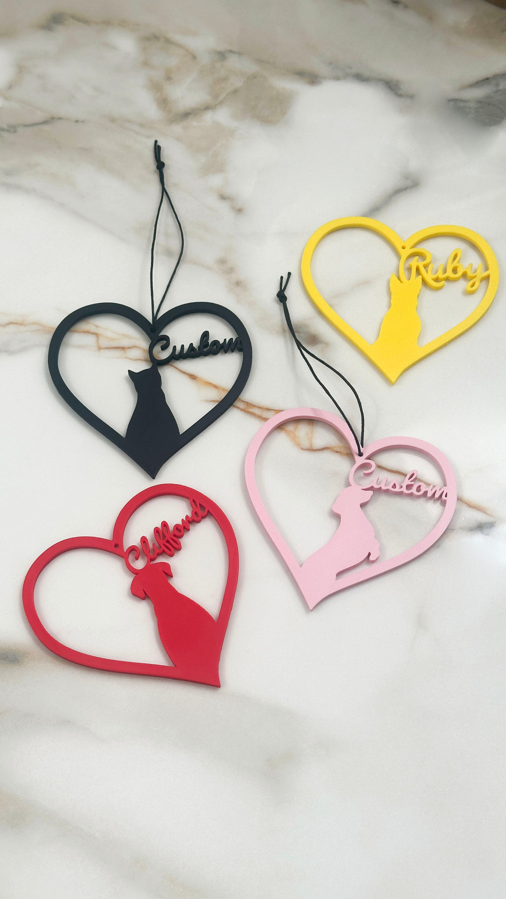 Personalised Pet Name Heart Hanging Sign | Custom Cat or Dog Silhouette Decor | Dachshund German Shepherd Labrador | Pet Memorial Gift