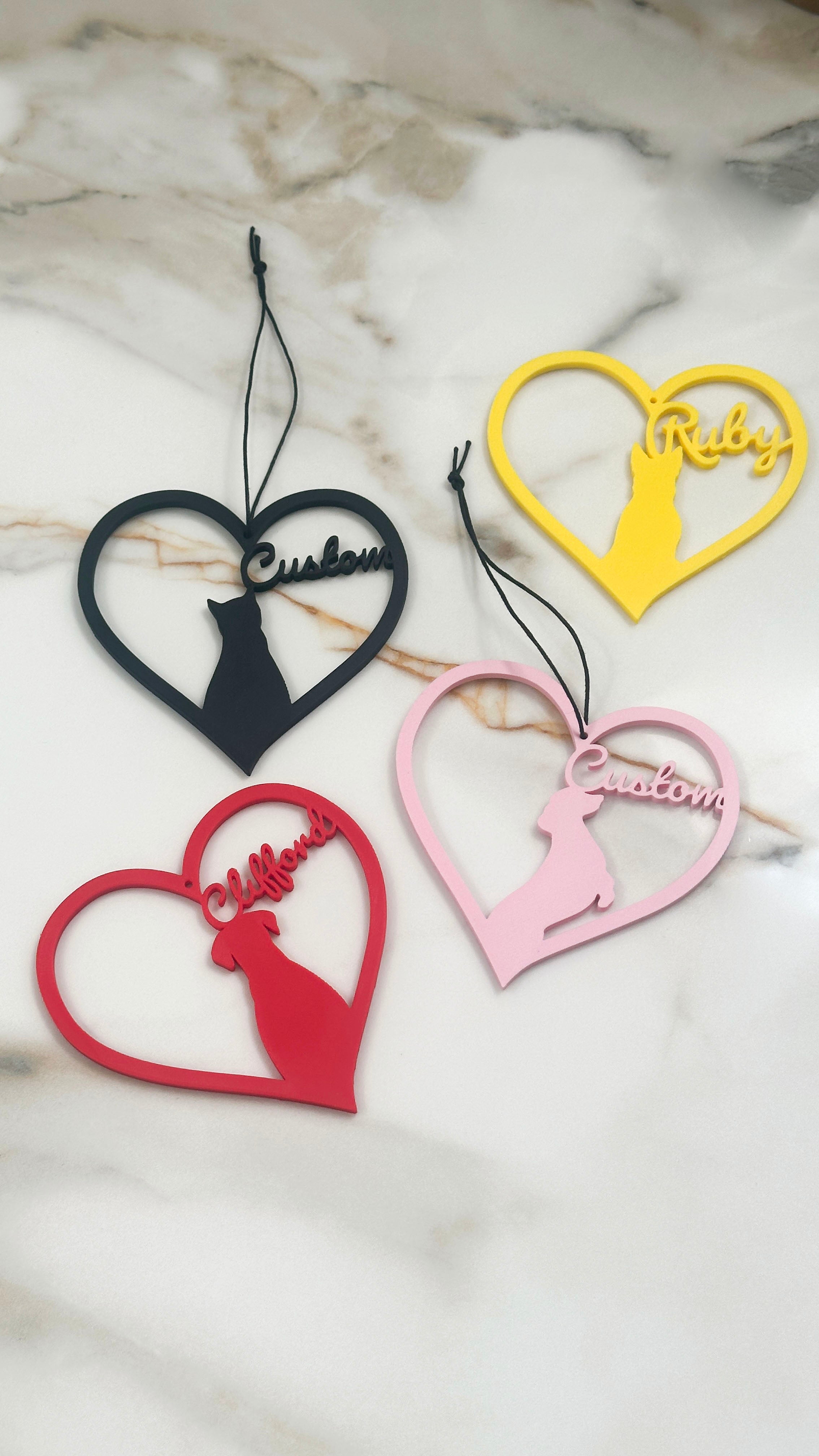 Personalised Pet Name Heart Hanging Sign | Custom Cat or Dog Silhouette Decor | Dachshund German Shepherd Labrador | Pet Memorial Gift