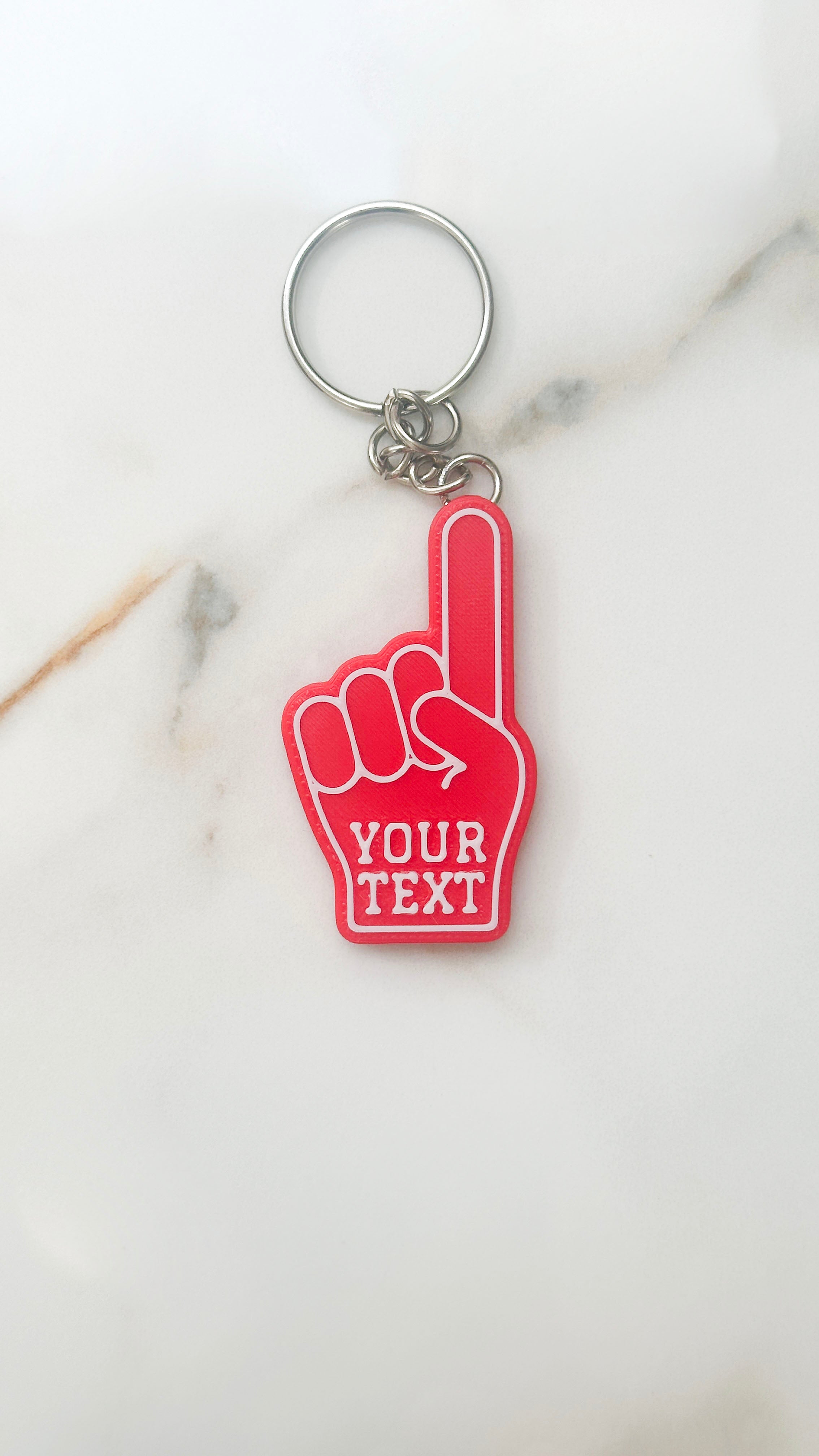 Foam Finger Keychain | Personalised Sports Fan | Custom Text Varsity Gift | Dad Mum Coach | Team Spirit | Personalised #1 Fan | Graduation