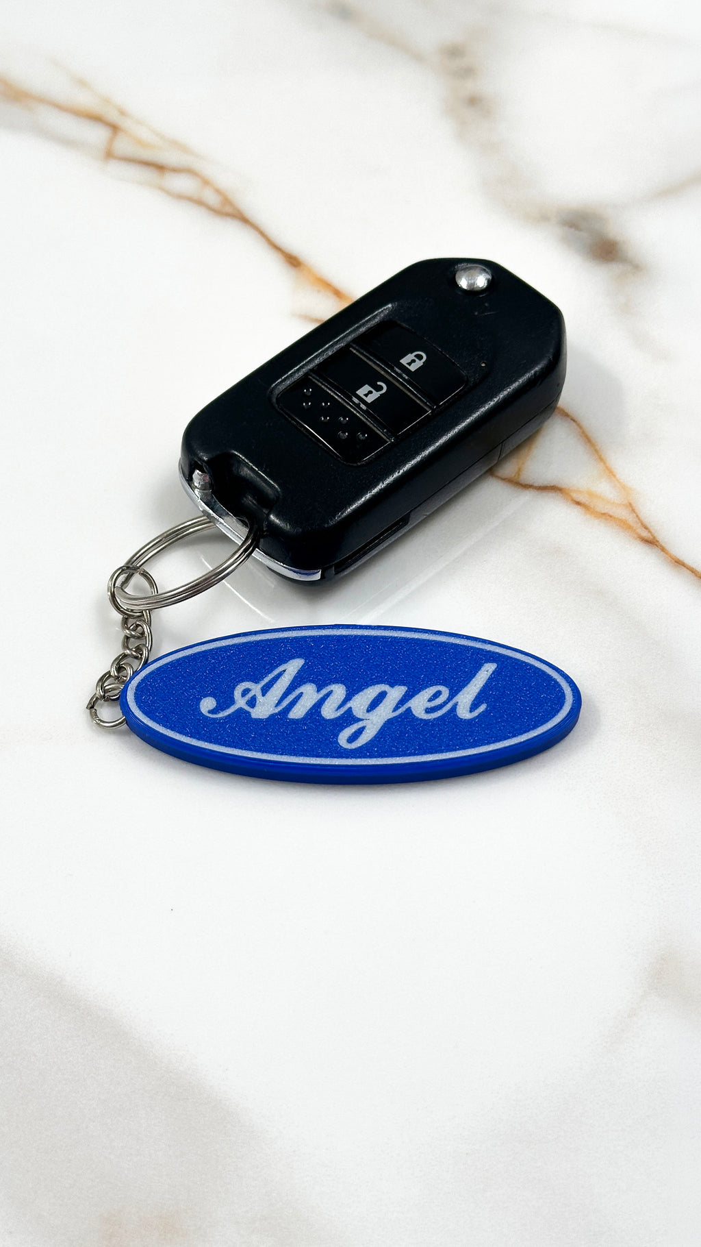 Personalised Name Keychain | Oval Badge Keyring | Custom Text | Car Lover Gift | New Driver Gift | First Car