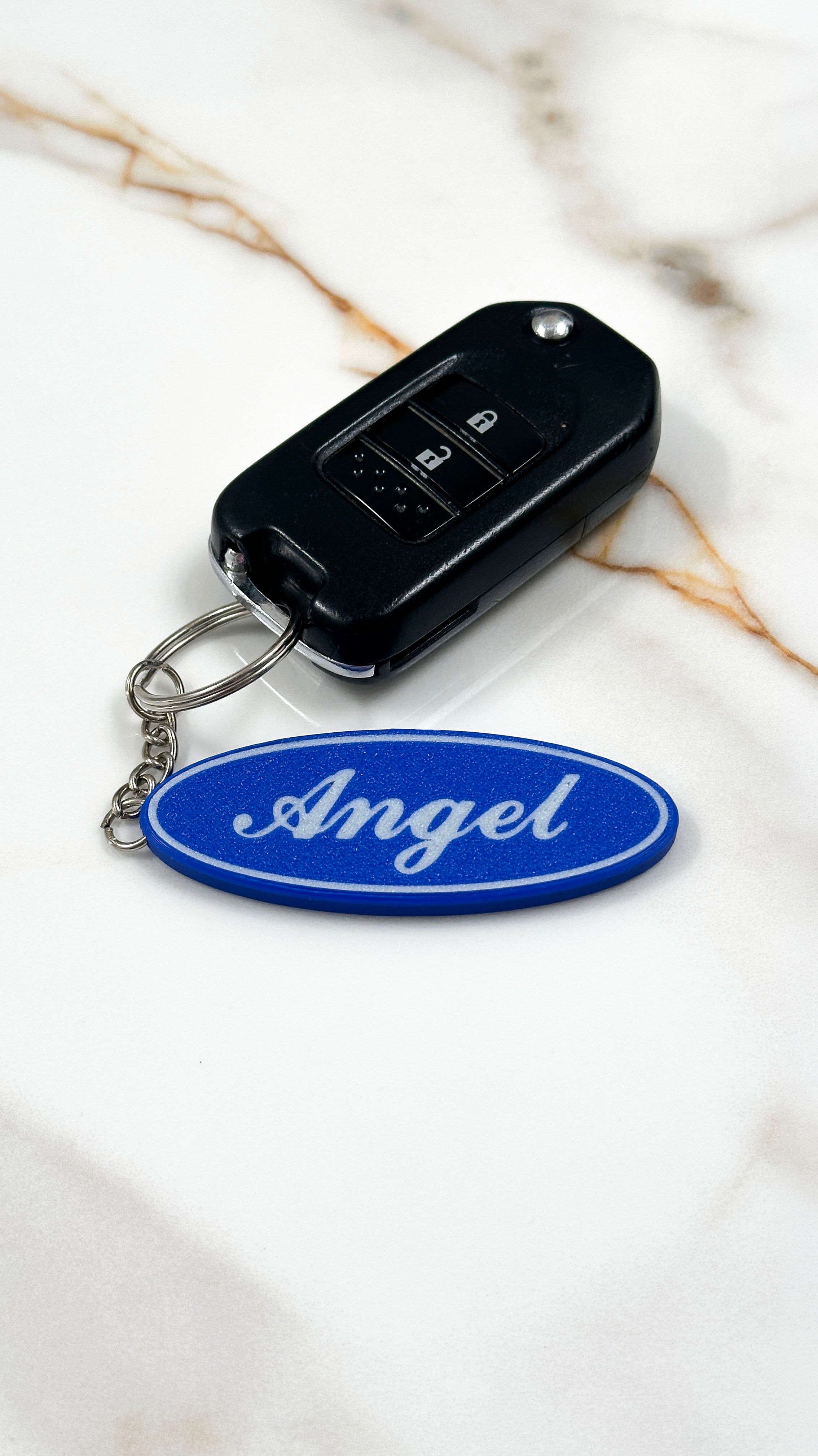 Personalised Name Keychain | Oval Badge Keyring | Custom Text | Car Lover Gift | New Driver Gift | First Car