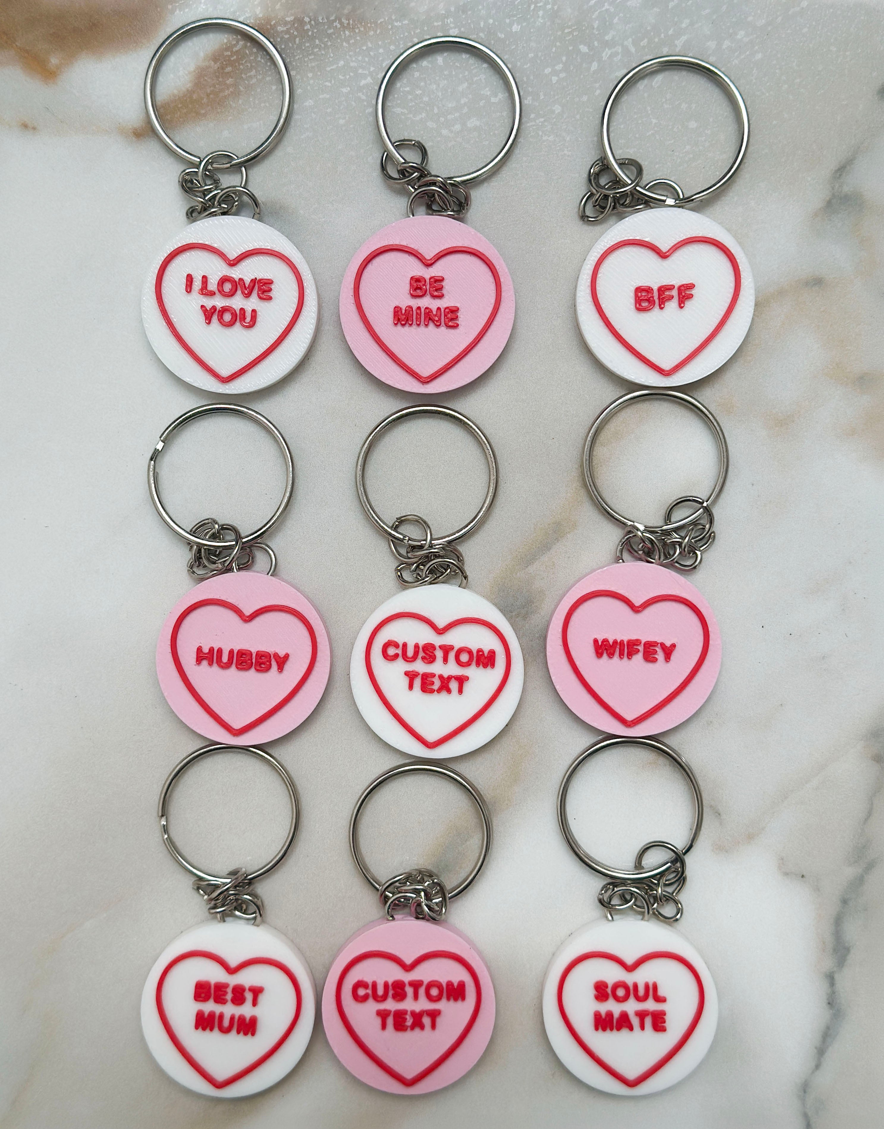 Personalised Love Heart Sweet Keyring | Custom Message Keychain | Valentine Gift for Her | Cute Bag Charm | Best Friend Gift | Wedding Gift