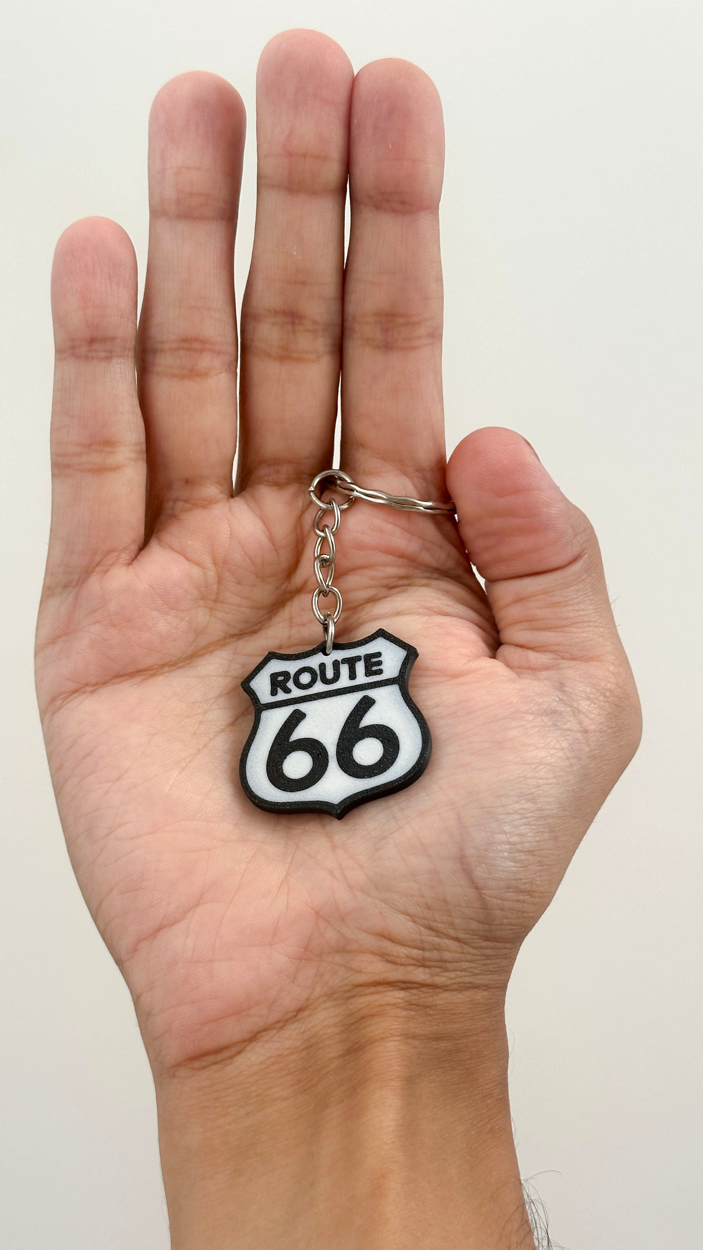 Route 66 Keychain | Classic Road Sign Keyring | Asphalt Texture Highway Shield | Road Trip Gift | USA Travel Souvenir