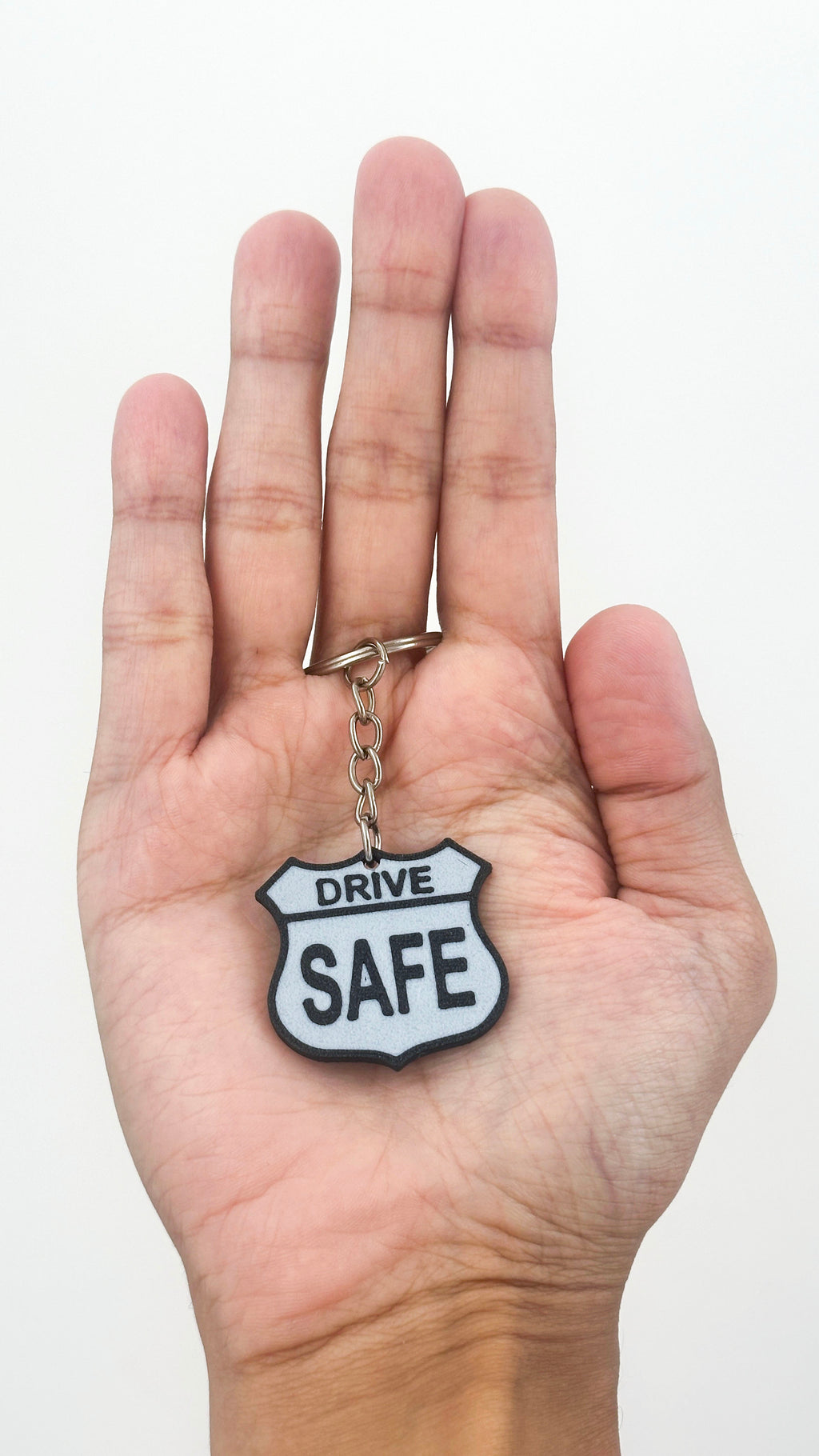 Drive Safe Keychain | Road Sign Style Keyring | Highway Shield Design | Gift for New Drivers | Safe Travels Gift