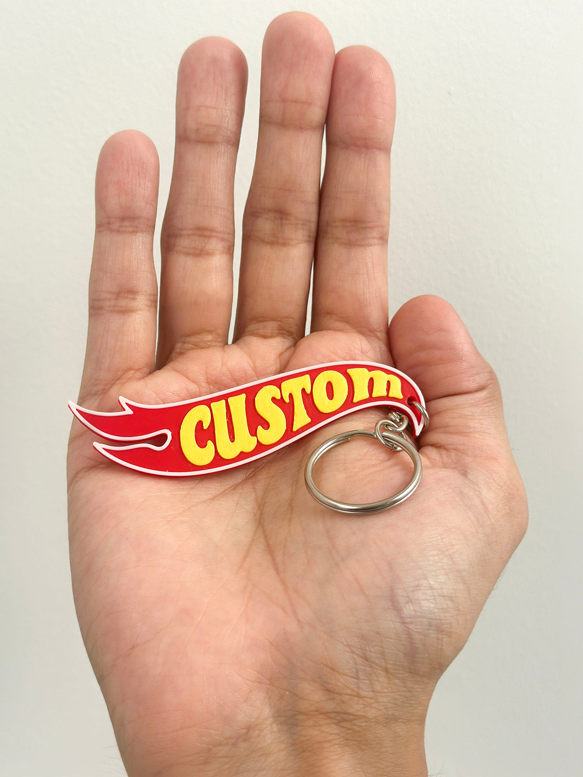 Personalised Flame Logo Keyring | Custom Name Keychain | Hot Wheels Style | Gift for Him Kids Boys | Birthday Christmas | Bag Charm