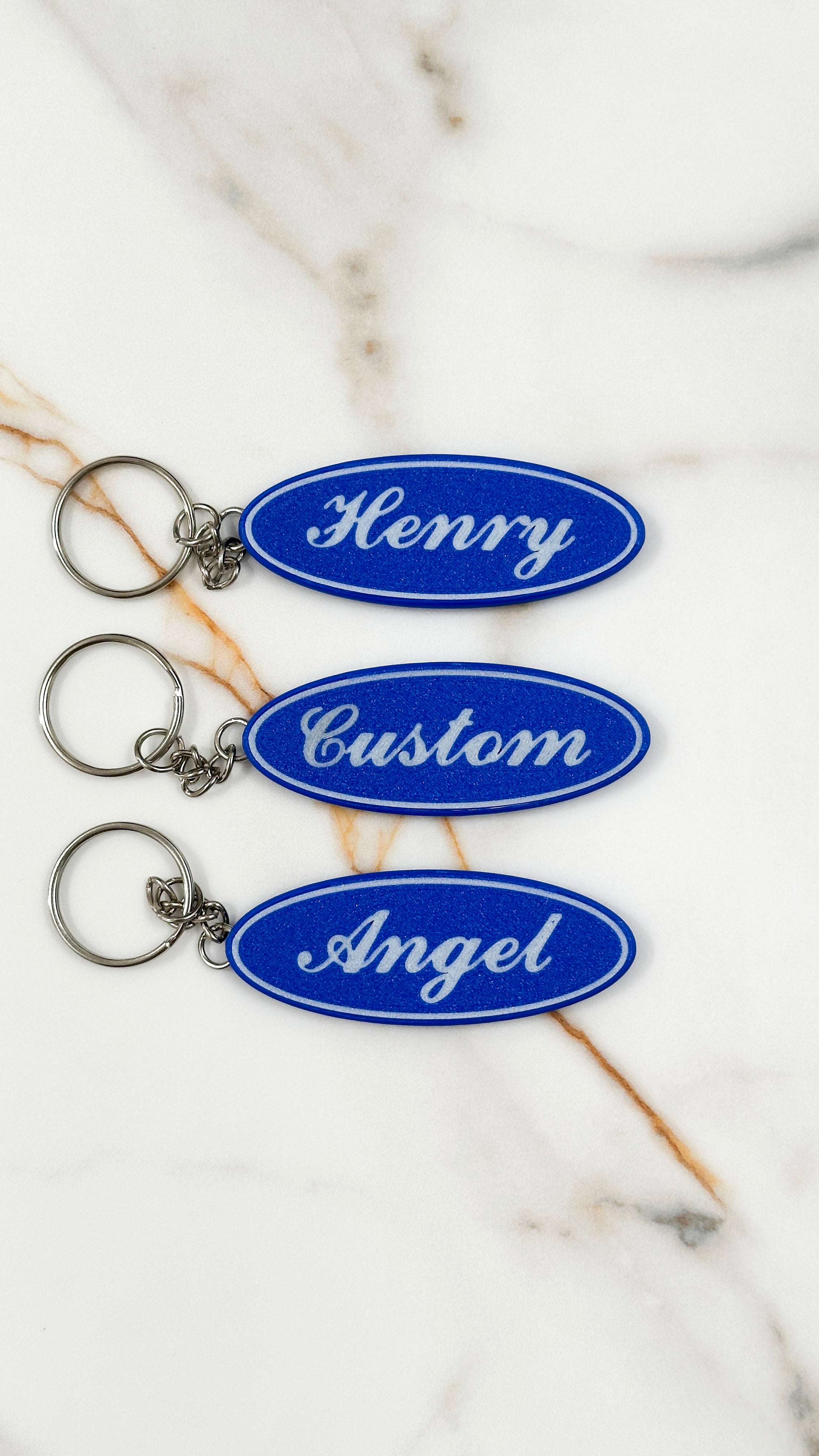 Personalised Name Keychain | Oval Badge Keyring | Custom Text | Car Lover Gift | New Driver Gift | First Car