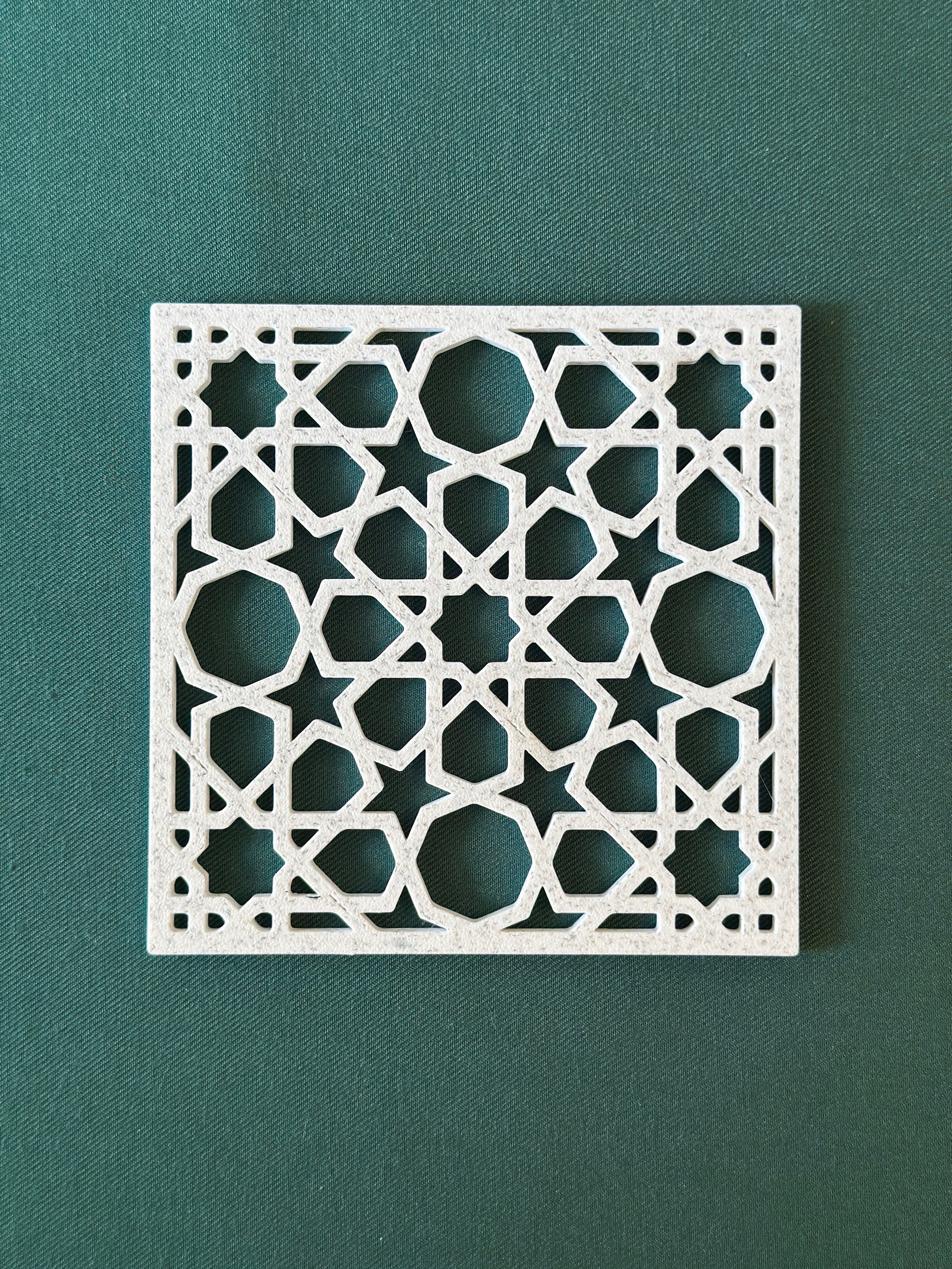 Islamic Geometric Coasters Set of 4 | Marble Effect Decorative | Moroccan Star Pattern | Islamic Home Decor Gift
