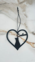 Personalised Pet Name Heart Hanging Sign | Custom Cat or Dog Silhouette Decor | Dachshund German Shepherd Labrador | Pet Memorial Gift